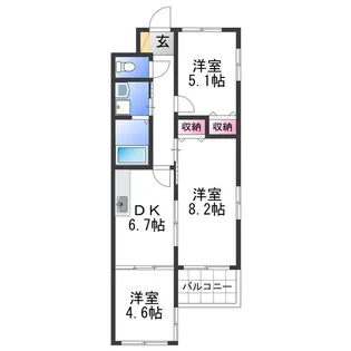 フォーチュネイト吹屋【2階】の間取り