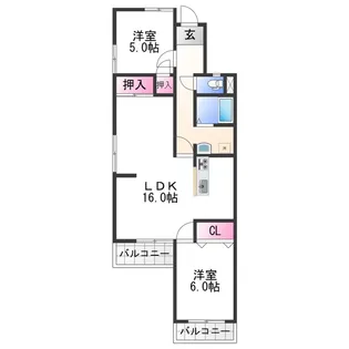 2LDKの間取り画像