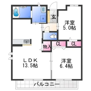 2LDKの間取り画像