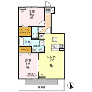 サンセール岩出【1階】の間取り