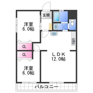 ローパス三葛【3階】の間取り