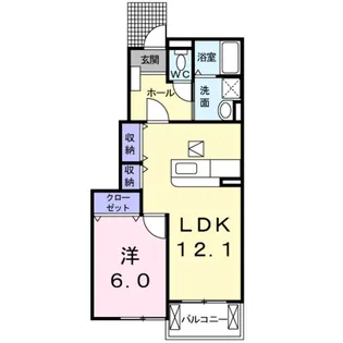 1LDKの間取り画像