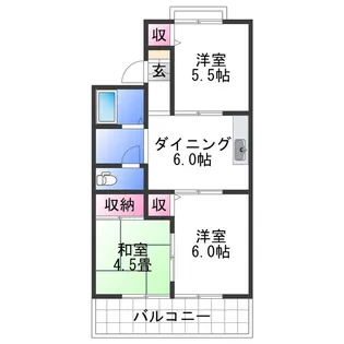 リバーハイツ有本【2階】の間取り