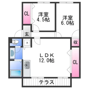 ローズアベニュー【1階】の間取り