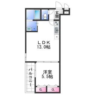 グランフロイデ六十谷【1階】の間取り