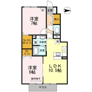 D−room内原 B棟【1階】の間取り