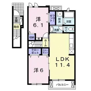 2LDKの間取り画像