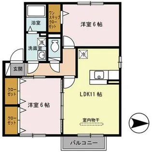 カーザ・エフリール A棟【2階】の間取り