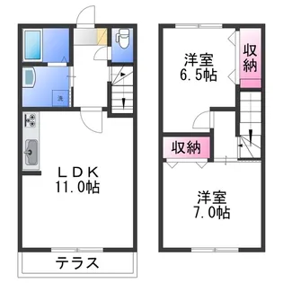 和歌山県和歌山市小雑賀【テラスハウス】の間取り