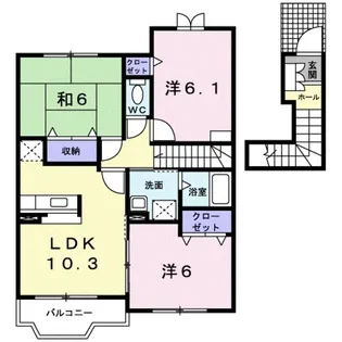 ミアマーユA【2階】の間取り
