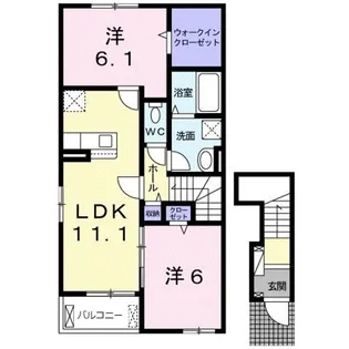 レットル・ダムールK【2階】の間取り