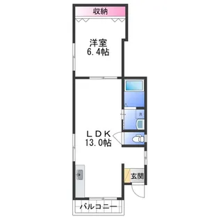 1LDKの間取り画像