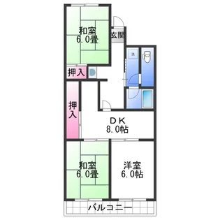ニューハイツ光陽B棟【1階】の間取り