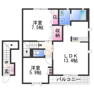 MAST COURT鳴神【2階】の間取り