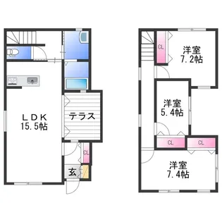 和歌山県和歌山市新在家【テラスハウス】の間取り