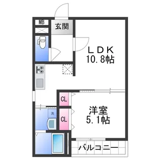 フジパレス北新金屋丁【3階】の間取り
