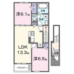 ソレアード・ポールⅡ【2階】の間取り