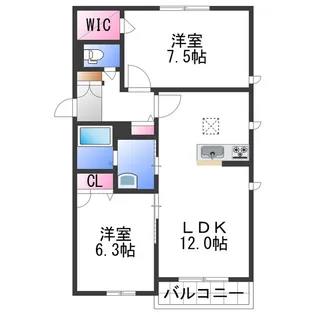 シャーメゾンMISA B【2階】の間取り