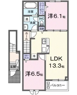 スウィート岩出Ⅲ【2階】の間取り