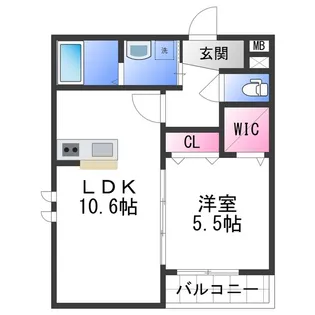 ラフィーネ石本Ⅱ【2階】の間取り