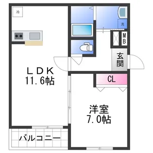 ラフィーネ石本Ⅱ【2階】の間取り