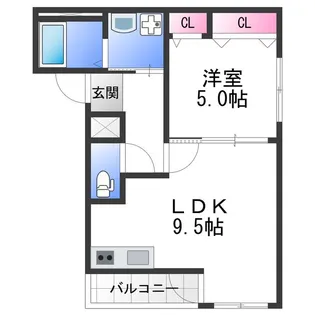 フジパレス中之島ウエスト【3階】の間取り