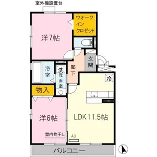 ファミリーメイト矢田B棟【2階】の間取り