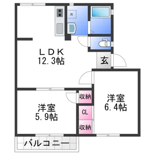 ラベニュー谷口 B【2階】の間取り