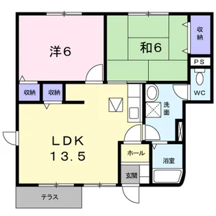 リヴィエール岩出Ⅰ【1階】の間取り