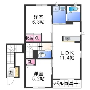ブリリアンス根来【2階】の間取り