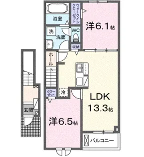 クレメント岩出B【2階】の間取り