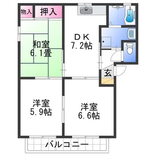 エクセレンス六十谷【1階】の間取り