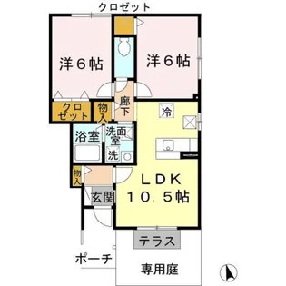 カーサモニカ A棟【1階】の間取り