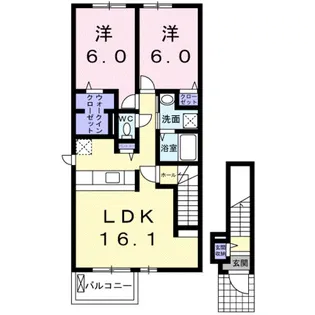 アジュール岩出【2階】の間取り
