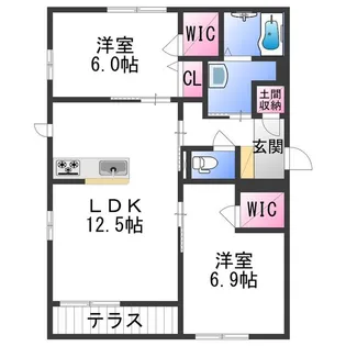 ベレオ クシモト B棟【1階】の間取り