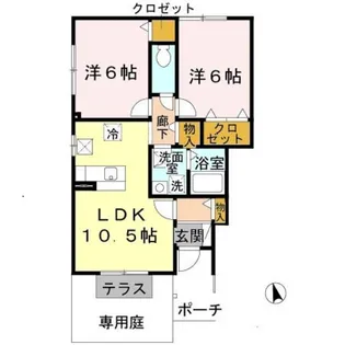 カーサモニカ A棟【1階】の間取り
