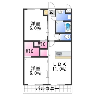 ハピネス紀和【1階】の間取り