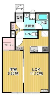 ハピネス ドミールA【1階】の間取り