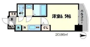 SERENiTE谷四【6階】の間取り