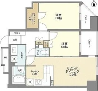 シティハウス大手前【13階】の間取り