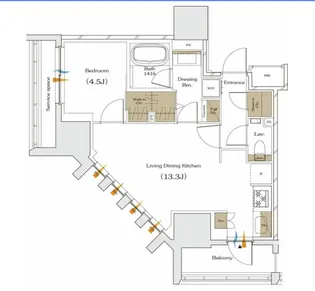 ザ・パークハビオ谷町六丁目クロス【905号室】の間取り