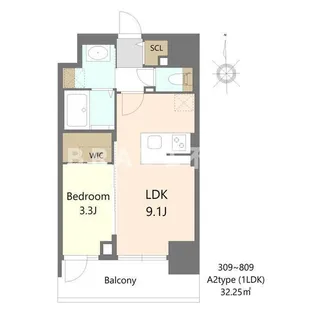 S-RESIDENCE松屋町asence【3階】の間取り