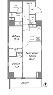 JP noie 上町台龍造寺【2階】の間取り