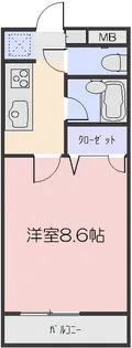 ハイツ八之坪【213号室】の間取り