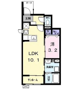 プランドール日比野【1階】の間取り