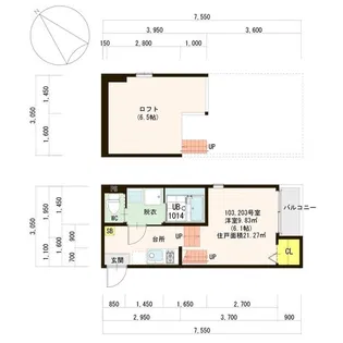 パールヒルズ千種【203【プラン2】号室】の間取り