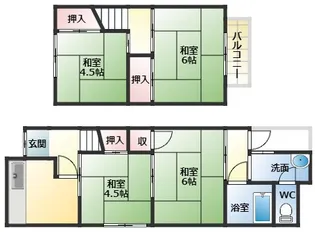 大阪府藤井寺市惣社2丁目【一戸建】の間取り