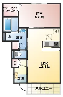 ヴラン・デュオB【1階】の間取り