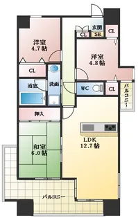 ローレルコート国分旭ヶ丘【2階】の間取り