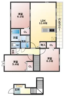 パークハイツ西田Ⅱ【2階】の間取り